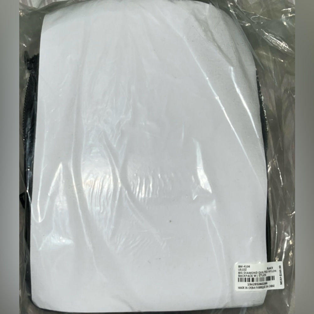 Badgley Mischka BNWT Big Diamond Quilted Nylon Tweed Backpack in packaging - Picture 8 of 8